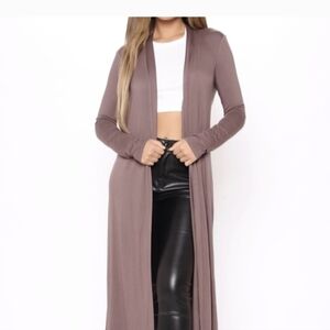 Fashion Nova Came Ang Get It Cardigan XL Maxi Long Liquid Knit Minimalist Earthy